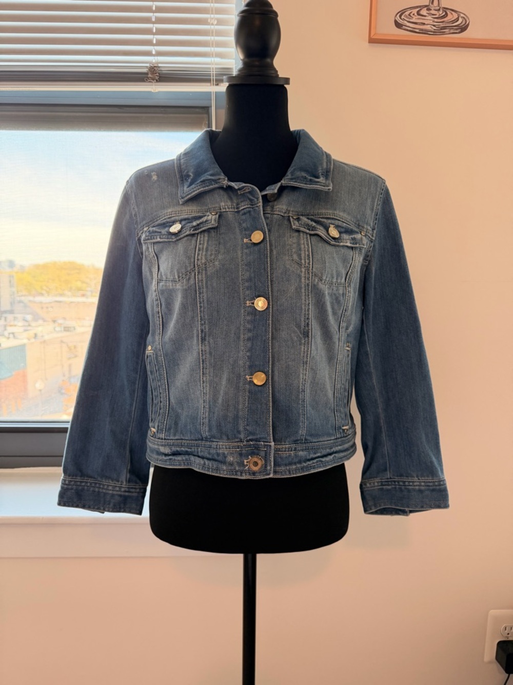 White House Black Market Classic Light Blue Denim Jacket